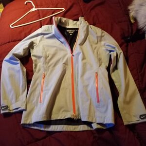 Womens Nike Golf Storm-Fit 10 Waterproof Jacket Size large Light Gray & Pink EUC